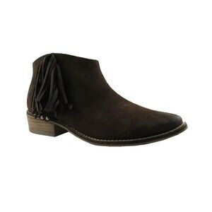 Naughty Monkey Journee Black Frenchy Boot Pointed Toe Fringe Ankle Zip Bootie We
